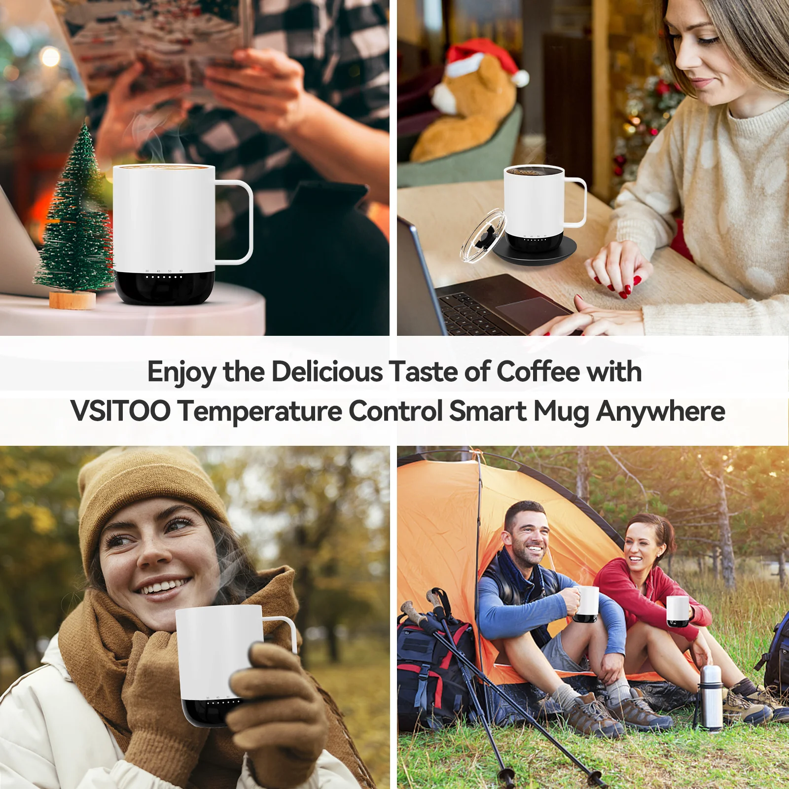 High-end App Conrtol Temperature wireless Heated Coffee Mug Stainless Steel 4-hr Battery Life warmer Smart Mug Smart Drinkware
