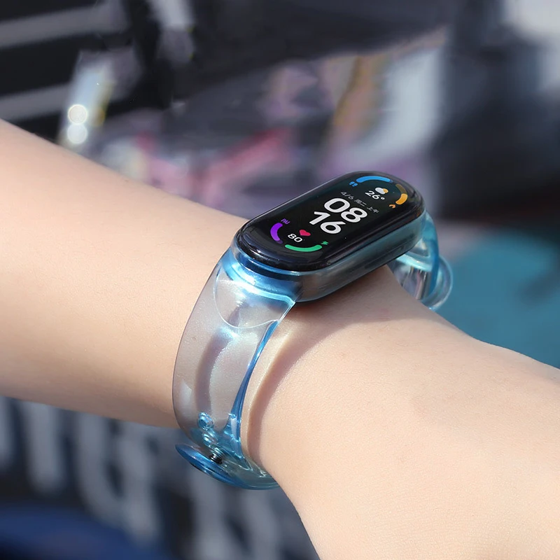 Band for Xiaomi 5 Smartwatch Wristbands Replacement Accessories Straps Bracelets for Mi Band 4 Strap Discolor TPU Transparent