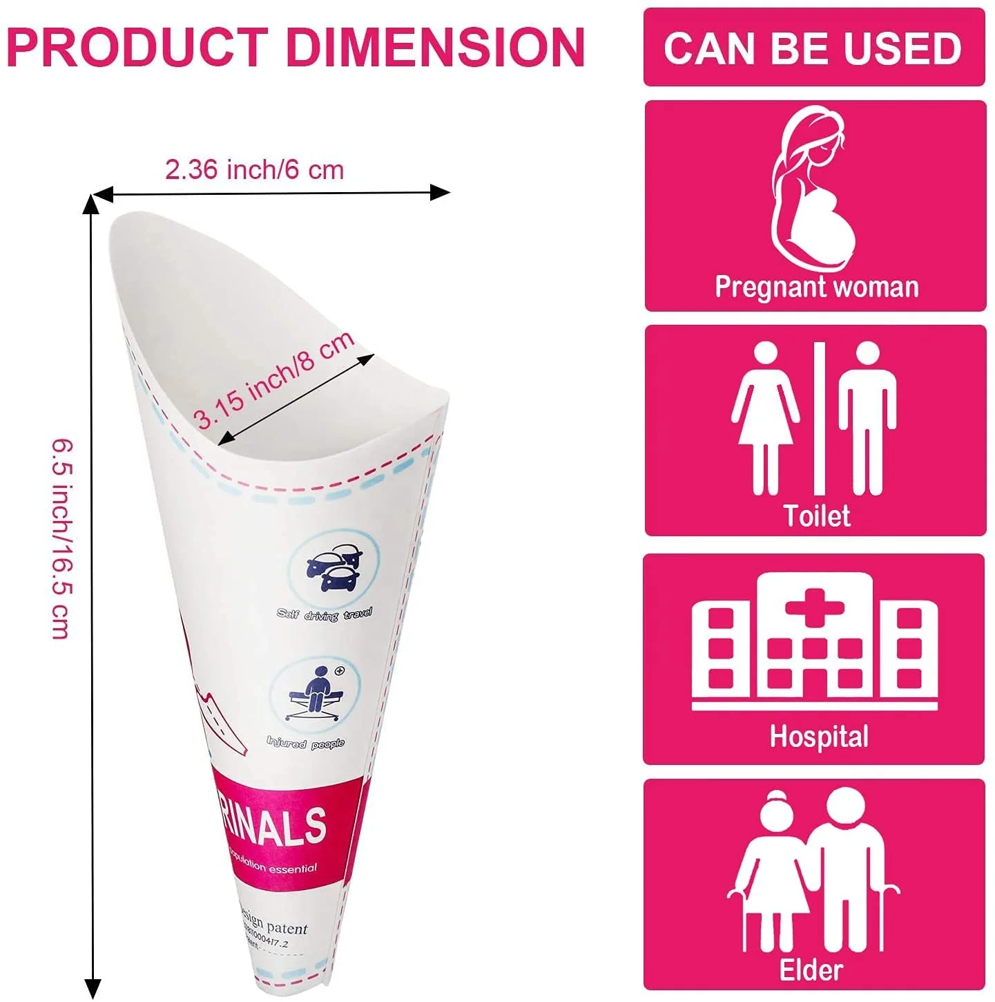 Disposable Female urinal device outside pee cup waterproof paper standing pee for camping hiking and pregnant