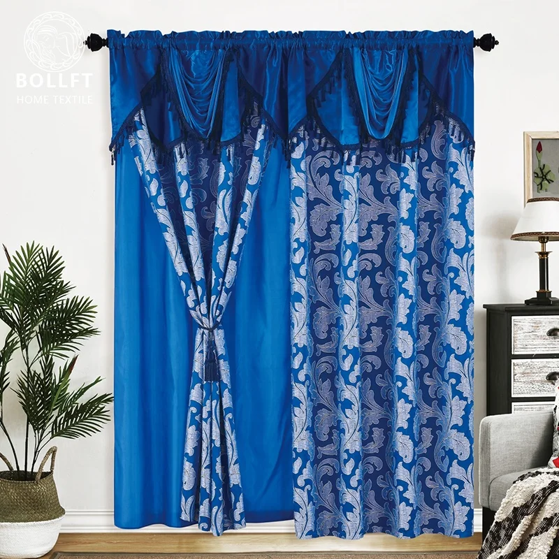 Europe and America Classic Style Jacquard Curtain with Multiple Valance Design to Choose