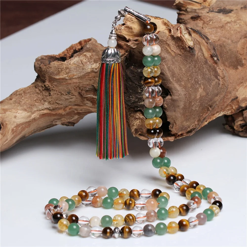 Handmade muslim prayer beads tiger eye stone/crystal/sun stone islamic rosary tasbih
