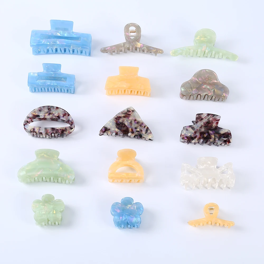 Wholesale Custom High Quality 27 pcs Large Rectangular Tortoiseshell Cellulose Acetate Big Jumbo Hair Claw Clip for Thick Hair