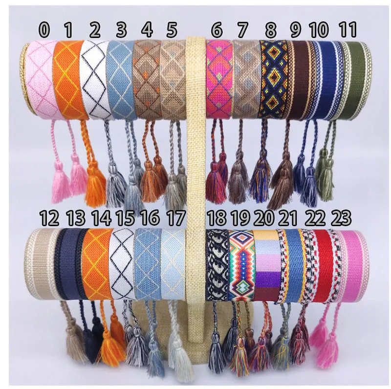 Vintage Friendship Bracelet For Women Men Handmade Rope Tassel Bracelets Adjustable Fabric Design custom logo Bracelet