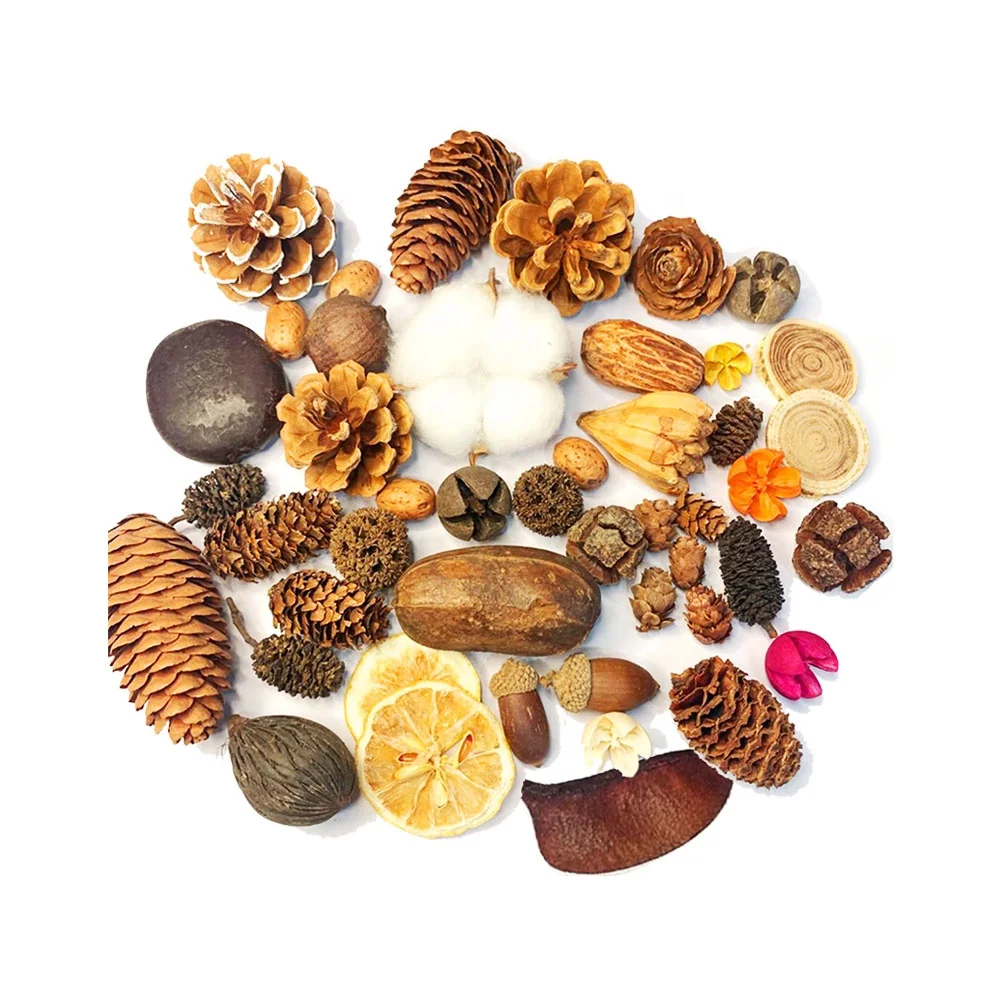 Christmas Wreath Harvest Ornament Set Natural Artificial Pine Cone Holly Berry Pinecone Acorns Set