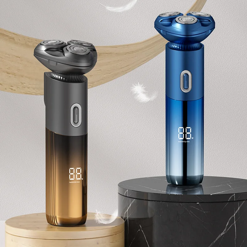 New 2 In 1 Sideburns Trimmer Machine Mini Portable Triple Blade Shaver Magnetic Blade 3D Rotary Razor