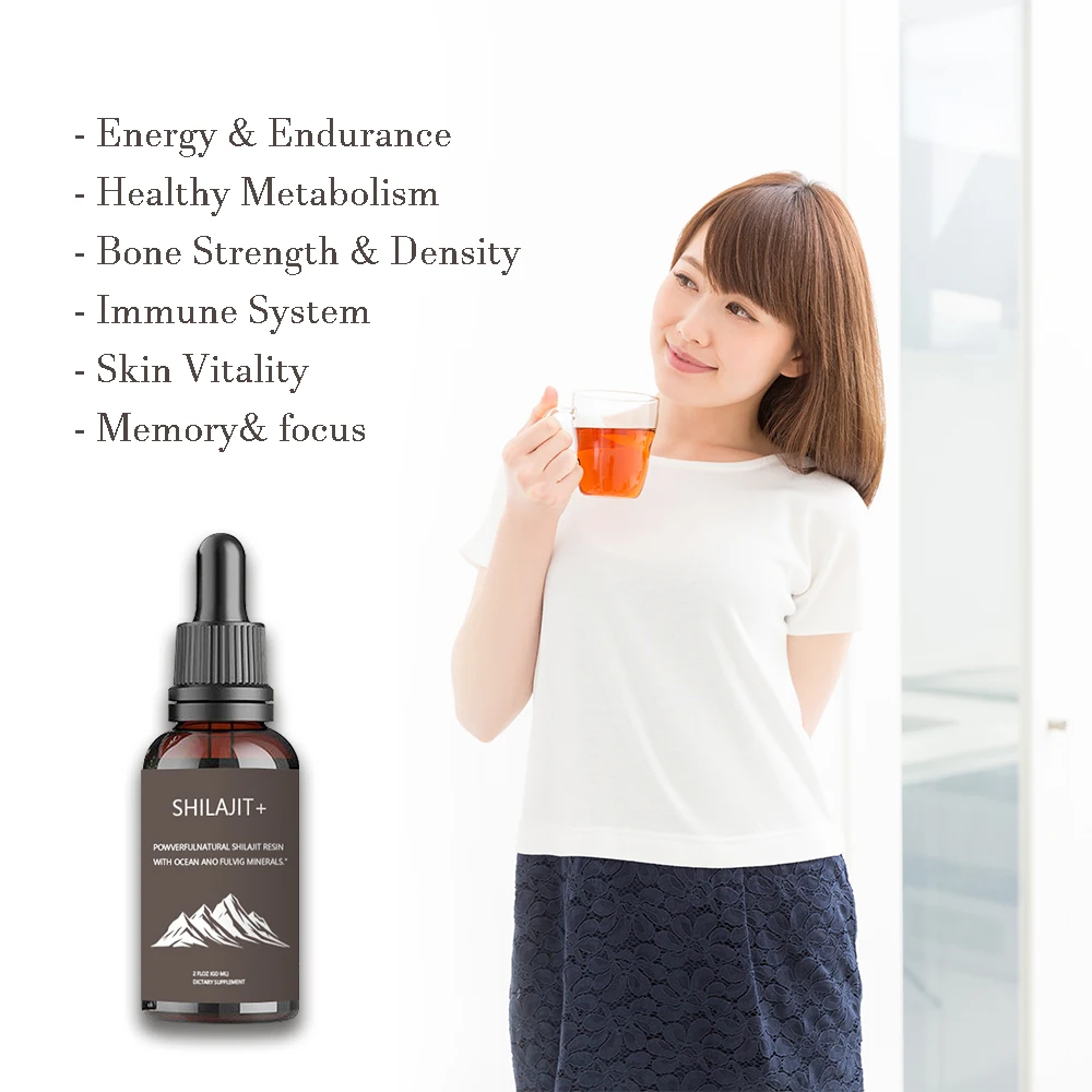 Pure Natural Shilajit Extract Liquid Himalayan Shilajit drops Rich in 85+ Trace minerals Humic Fulvic Acid for energy