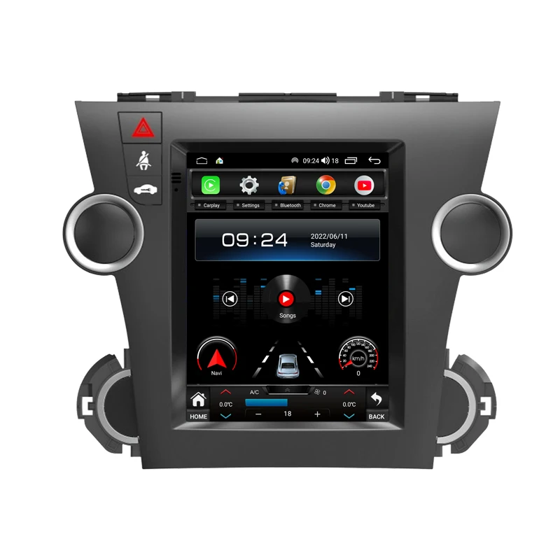 WITSON Android Tesla vertical screen car multimedia player auto GPS Carplay for Toyota Highlander 2 XU40 2007-2013 Car Player