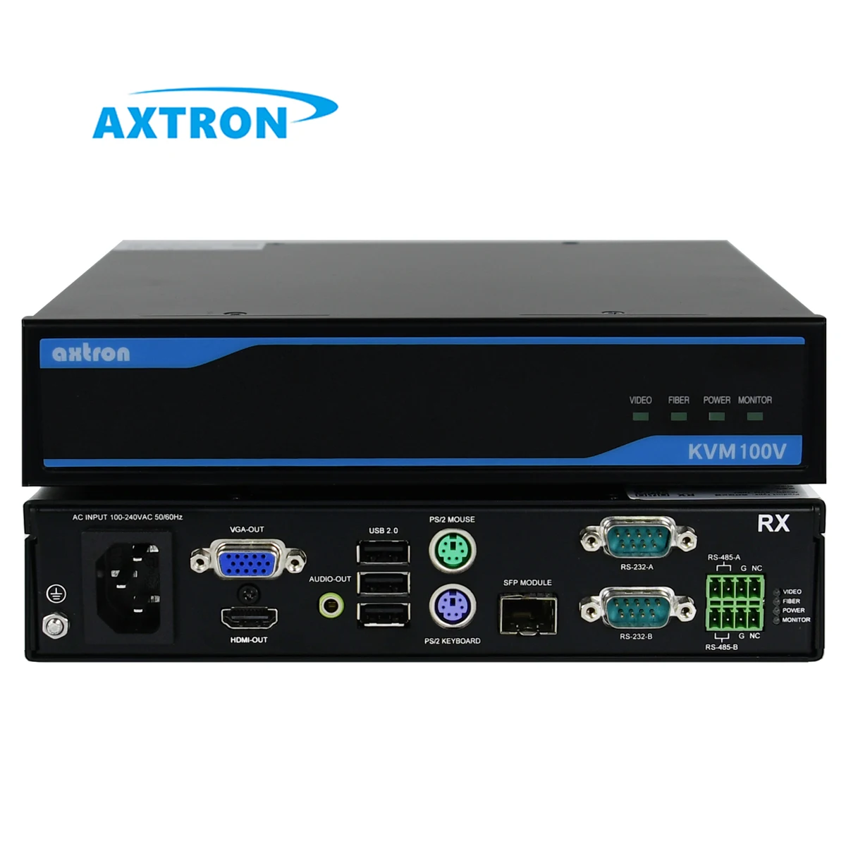 Industrial RS232&485 PS/2 USB2.0 HDM I&VGA Dual Monitor 1080P 500m 80km Fiber HDM I Loopout KVM extender