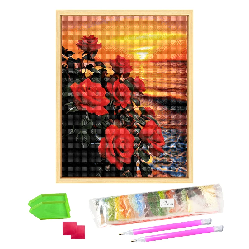 New Design Wholesale Diamond Paintings Landscape Diamond Painting Kit 5d Diy Handmade Paintings Rose With High Quality