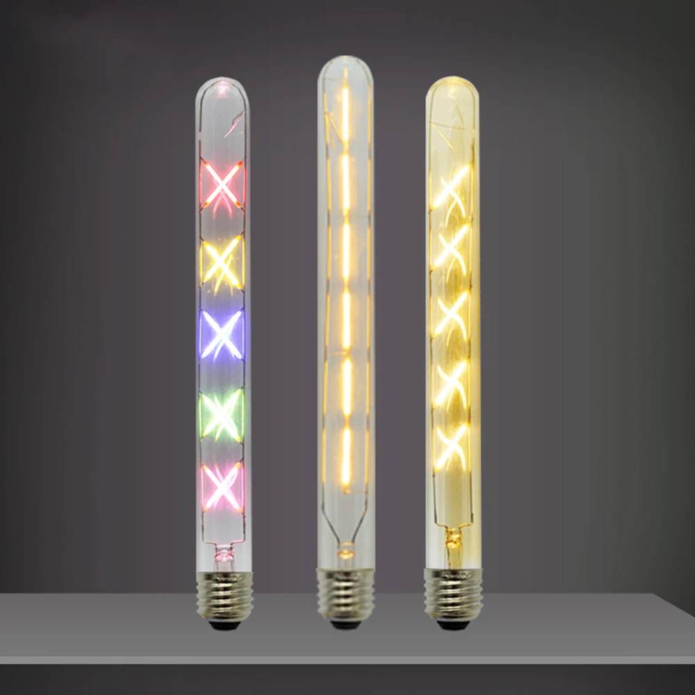 LED Long Tube Tungsten Filament Lamp Glass E27/E14 Warm White Vintage Color for Interior Ambience Decorative Bulb