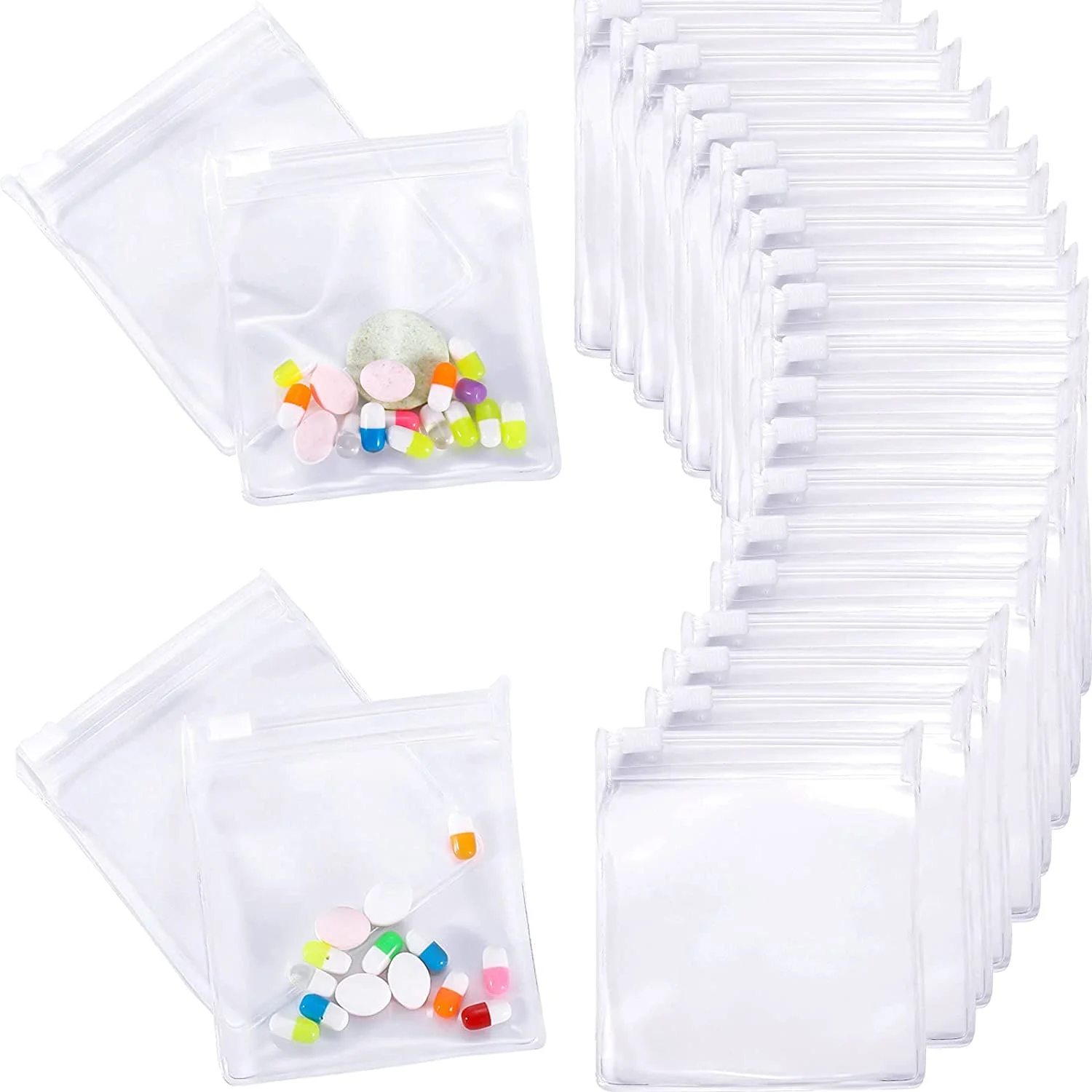 
3.5*3.25 inch easy open close travel medicine health plan Reusable Zippered Pill Pouch Bags 
