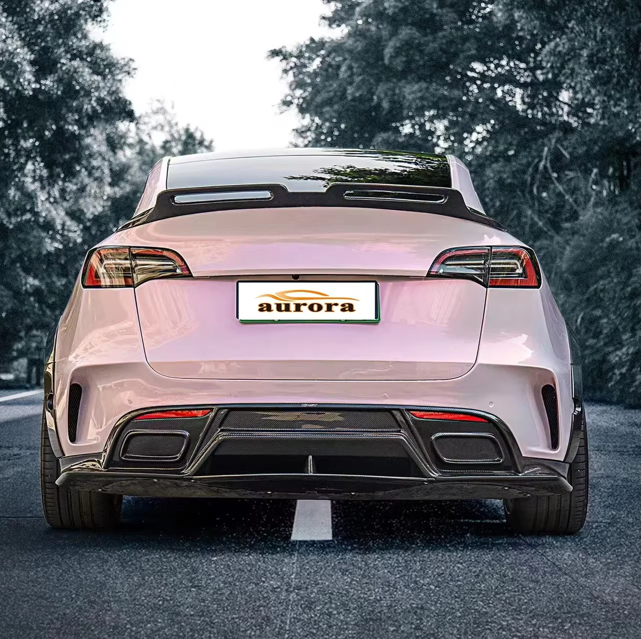 For Tesla Model Y Rear Spoiler Carbon Fiber Body Kit CM Type Rear Luggage Lip Tail Wing car modification kit