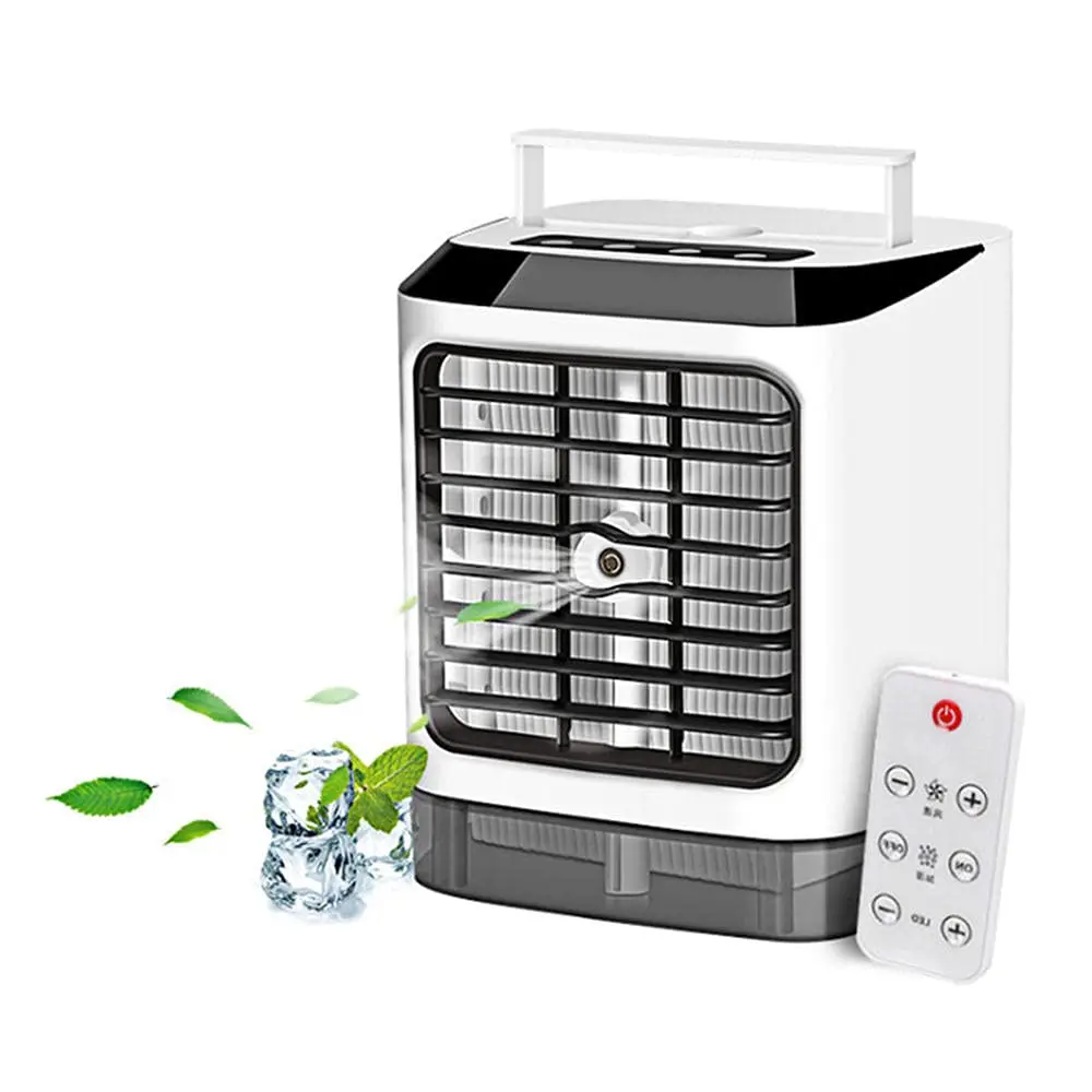 3 In 1 Mini Air Conditioner Fan Portable Mini Air Conditioner Desktop Moisturizing Sprayer Three-Speed Adjustable Usb Fan-White