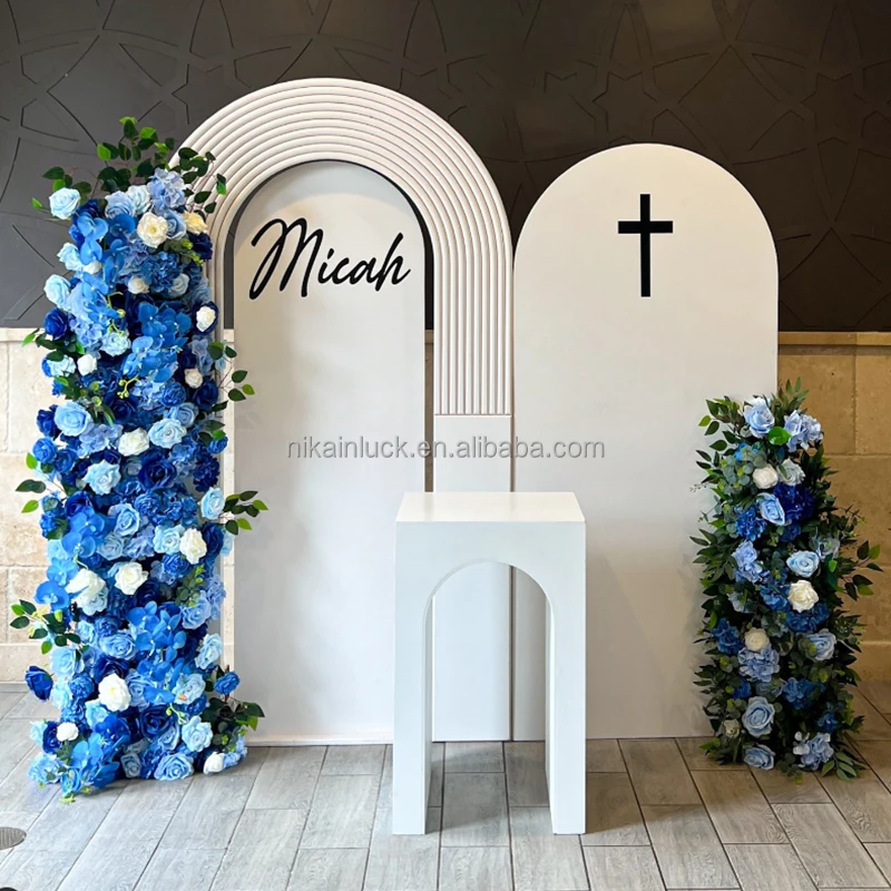 NIKA Customized Dusty Blue Flower Rows Set Wedding Events Backdrop Decoration Royal Blue Rose Flower Runners