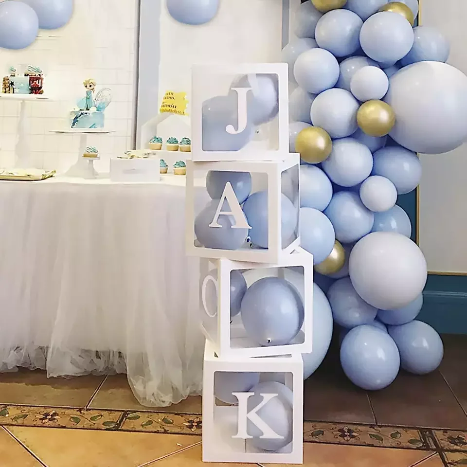 Balloon Box Baby Shower Party Set Gender Reveal Boys Girls Love Baby Shower Boxes Paper Letter Box Custom Letter