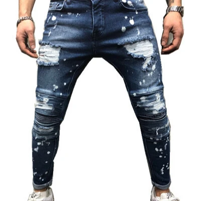 
High quality wholesale men street fashion ripped style denim jeans 
