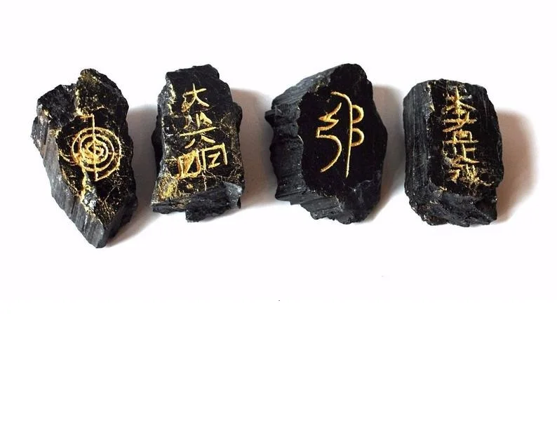 
Raw Black Tourmaline Crystal Raw Natural Stones Engraved Natural Chunks (large) - Stone of Protection 