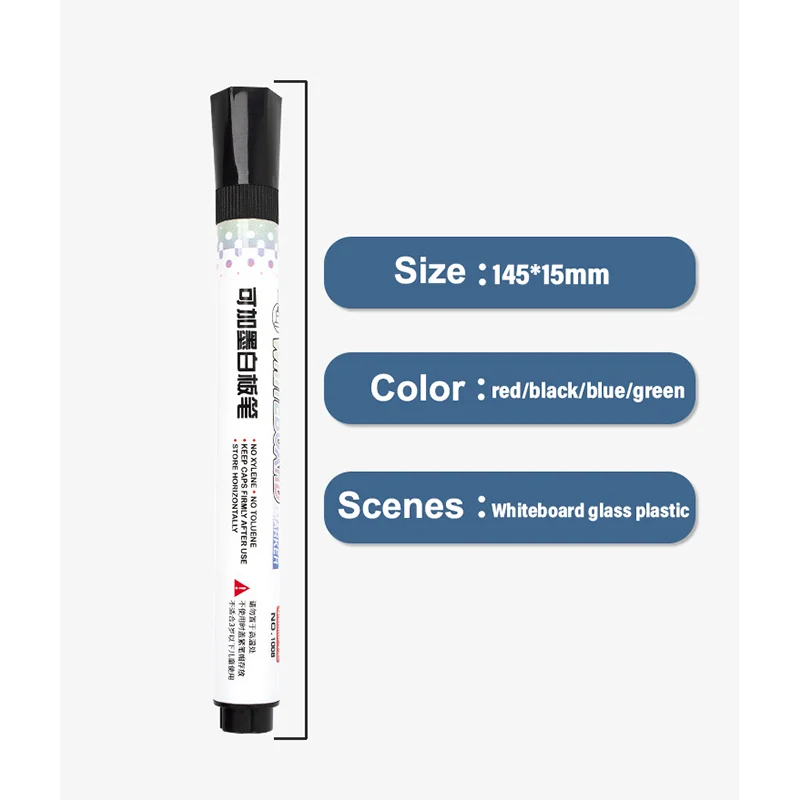 Customized Logo Office Whiteboard Marker Pen Colorful Non-Toxic Dry Erase Ink Refillable Refillable Marker for Promotions