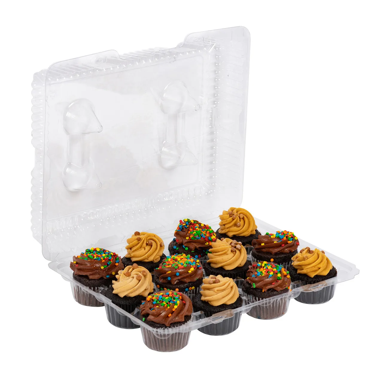 Cupcake Containers Plastic Disposable Single 2 4 6 12 Cup Transparent Individual Cupcake Box With Clear Lid And Packaging