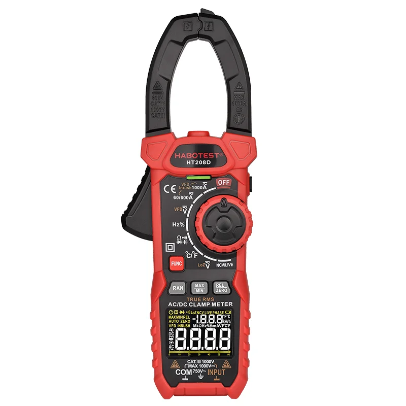 China Manufacturer HT208D Manual Current Power Digital Electrical Clamp Meters Price