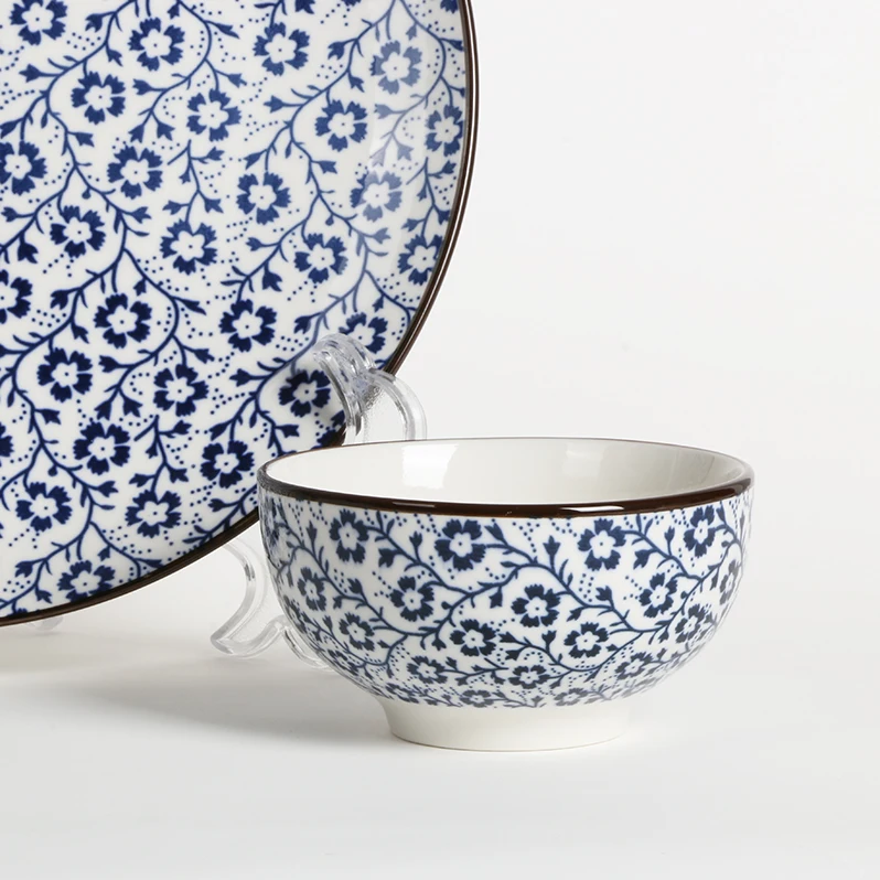 Pad Printing Dinnerware Sets Good Quality Plates and Bowls Dinner Sets Wholesale Ceramic 12 Pcs 18pcs Porcelain Blue and White