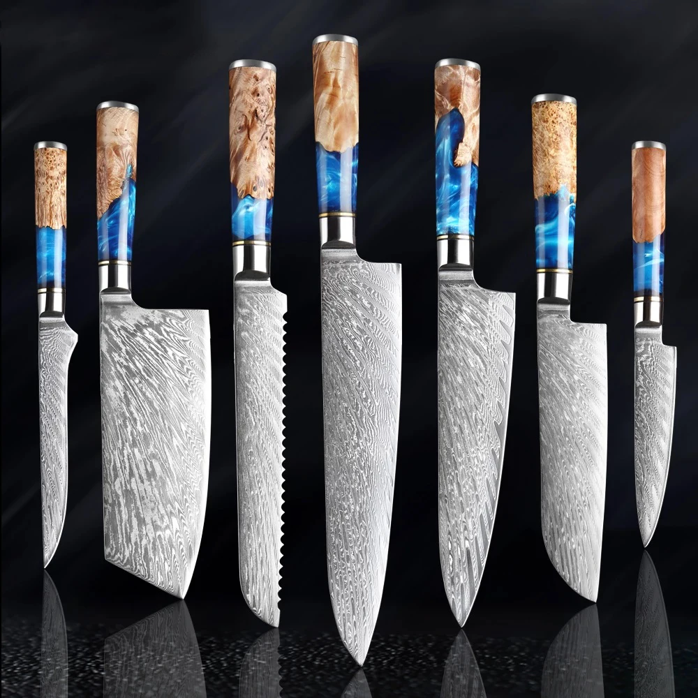 Hot Sales Durable Wooden Handle Damascus Steel Chefs Knives Professional Cooking Kitchen Damascus Chef Knife
