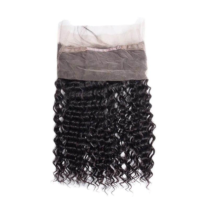 100% Pure Unprocessed Indian Virgin Human Hair Weaving Deep Wave Bundles Deals With Frontal Silk Base Lace Top Closure