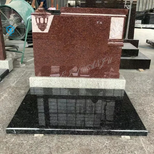 YUANJU European style design gravestone hand carved gravestone Red granite monument