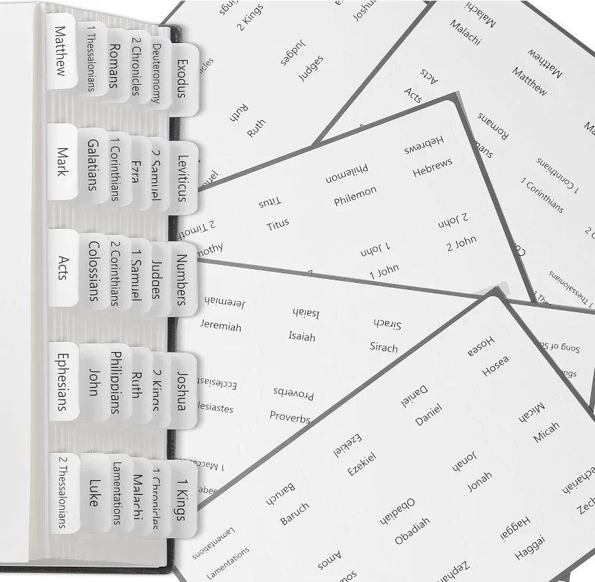 Custom Study Bible Index Labels Old and New Testaments Large Printed Laminated Bible Tabs