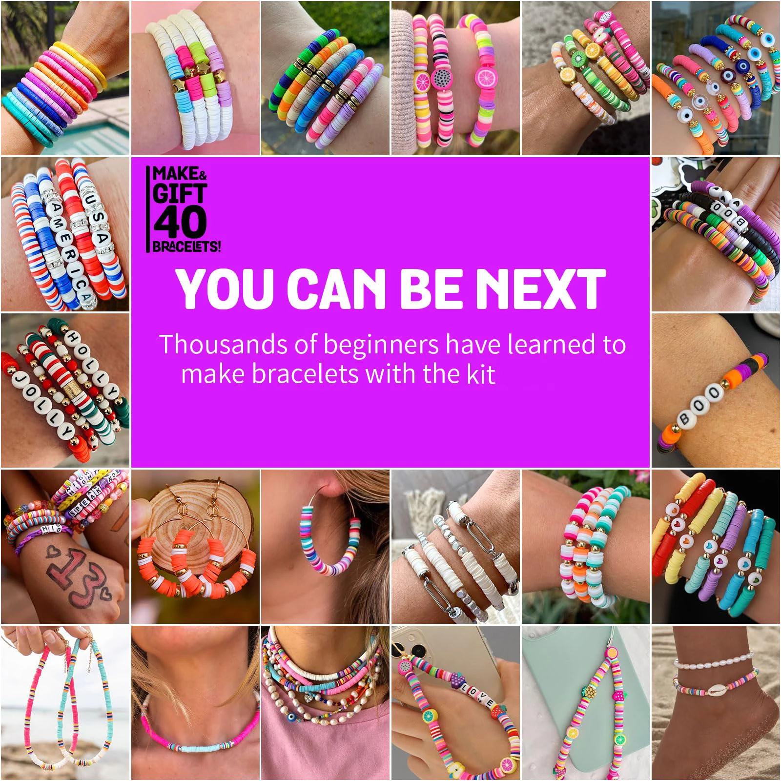 New Arrival Kids Polymer Clay Beads Set Heart Charm Letter Beads Set Bracelets Accessories Kit For Necklace Jewelry Craft Making