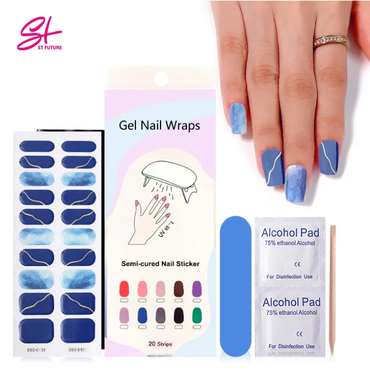 ST FUTURE 20 Semi Cured Gel Nail Wraps UV/LED Lamp Required 16 Real Gel Nail Polish Stickers