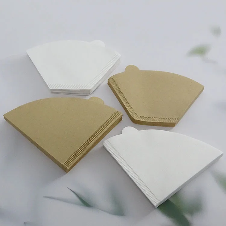 100pcs/bag Biodegradable Disposable Originally Wood Pulp Commercial Use Basket Paper Coffee Filter or Drip Coffee Custom Package