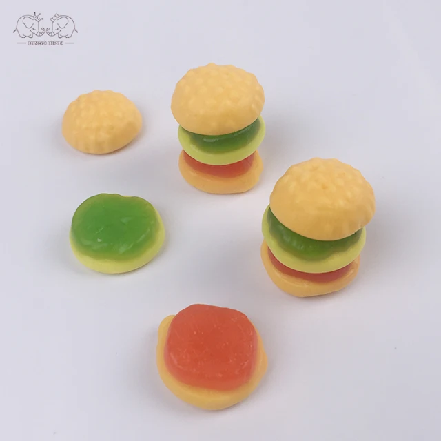 OEM Factory Bulk Gummies Bonbon Colorful Sweet 50g Hamburger Jellopy Gummy Candy