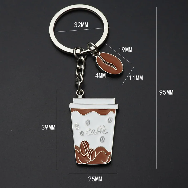 Coffee cup keychains Promotion Custom logos zinc Alloy Gift keychain Coffee Bean