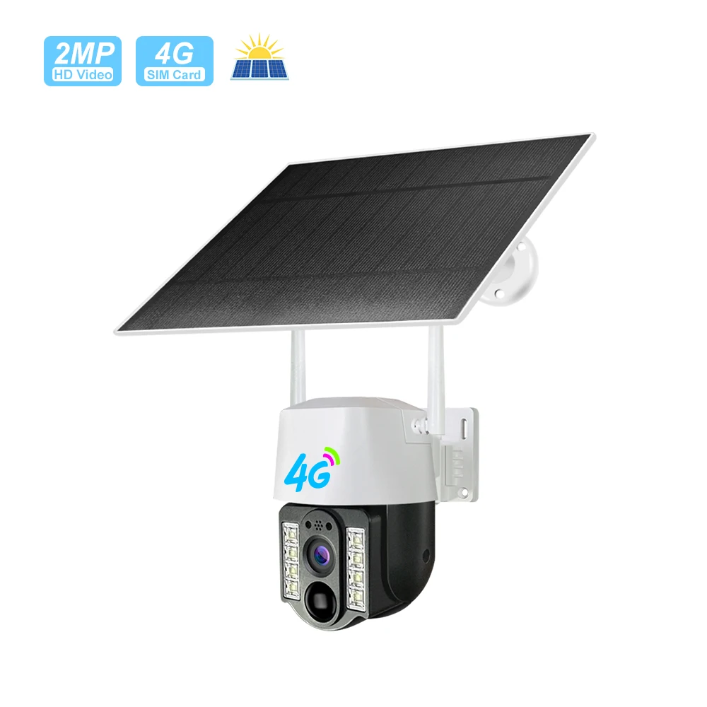 New V380 Wireless Outdoor IP66 1080P Solar Battery Powered Camera H.265 Solar Power CCTV IP PTZ 4G Solar Camera