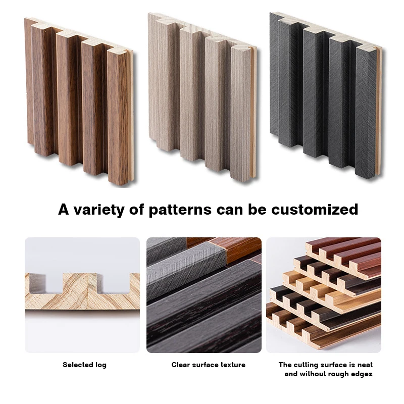 Wood Slat Panel 3D Pet Wood Design Tv Restaurant Kitchen Clip Curved Solid Wood Pvc Fluted Inside Inlay Concave PVC Wall Panel