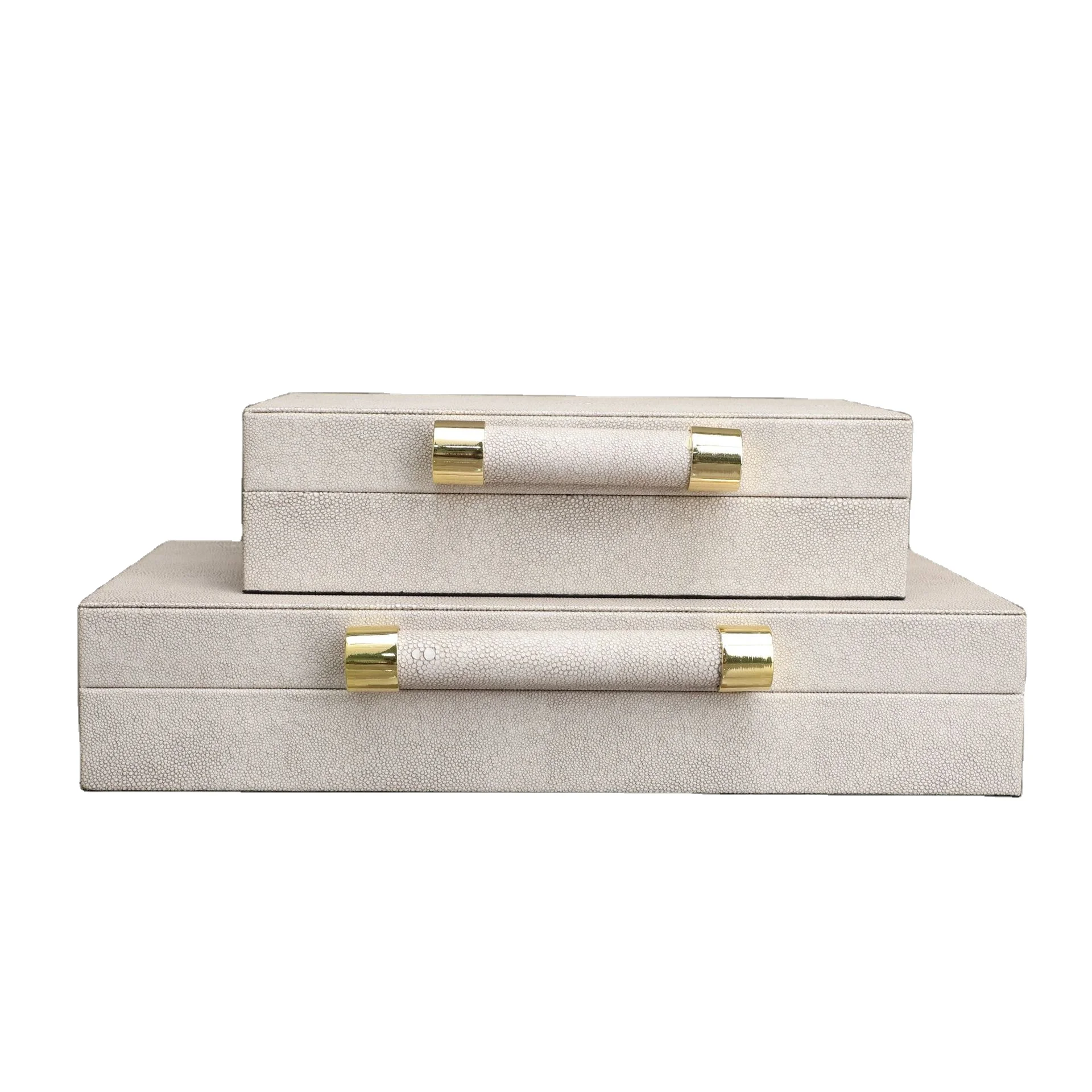 2pcs Elegant New Chinese Style Leather Jewelry Boxes Practical Table Decor for Anniversary Gift Color Changing Storage