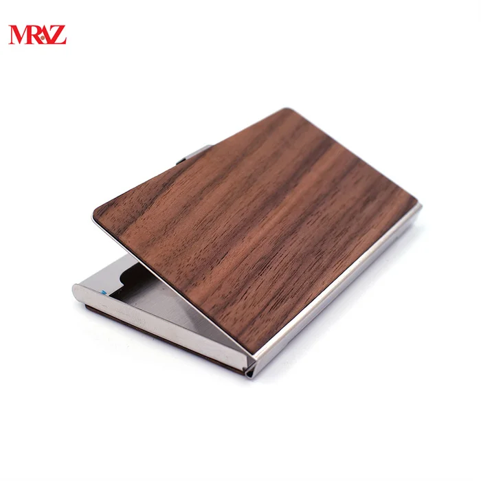2022 factory china Wholesale wood metal money business card holder case