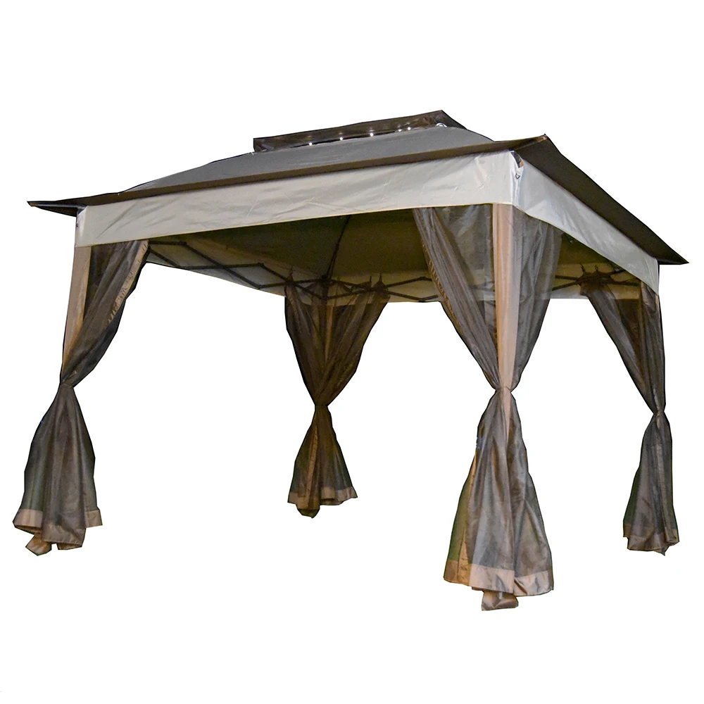 Factory sale folding steel frame gazebo garden tent 11 x 11 feet canopy tent with mesh