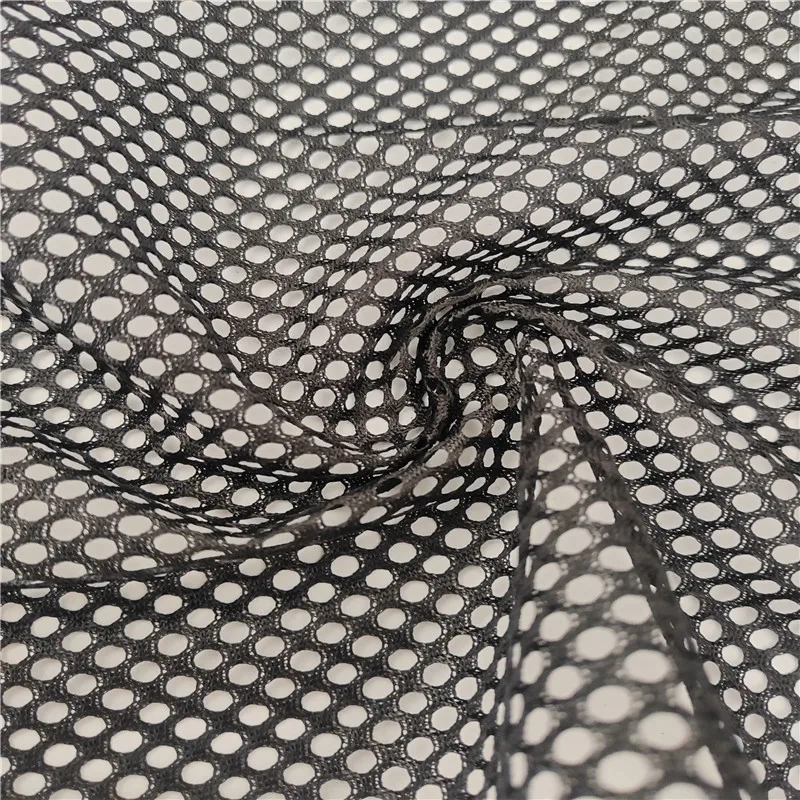 120-160sm Top manufacturer knitted fabric big and small hole breathable tulle mesh fabric for back lining