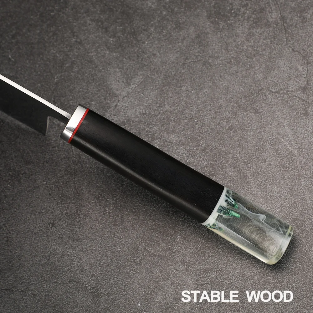 Forge Steel 5CR15 Kiritsuke knife Sushi Knife with Chinese Traditional Landscape Painting Wood Handle