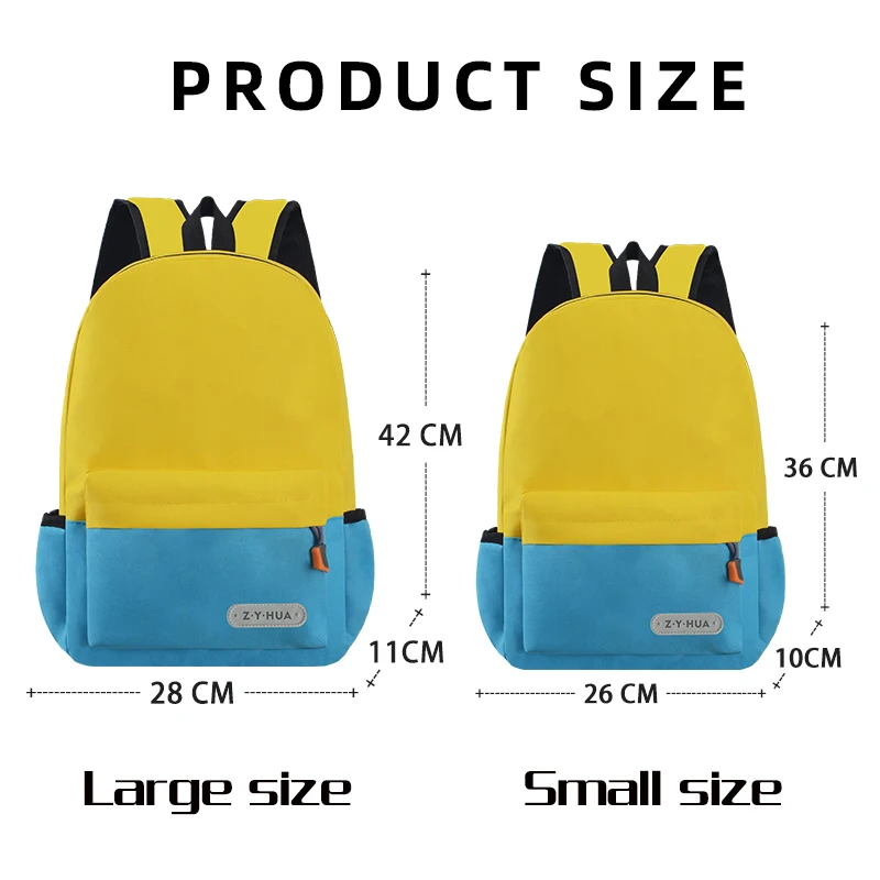 Kids School Bags Backpack Waterproof Oxford fabric in two sizes and multiple colors School Bags Casual fashion backpack for kids