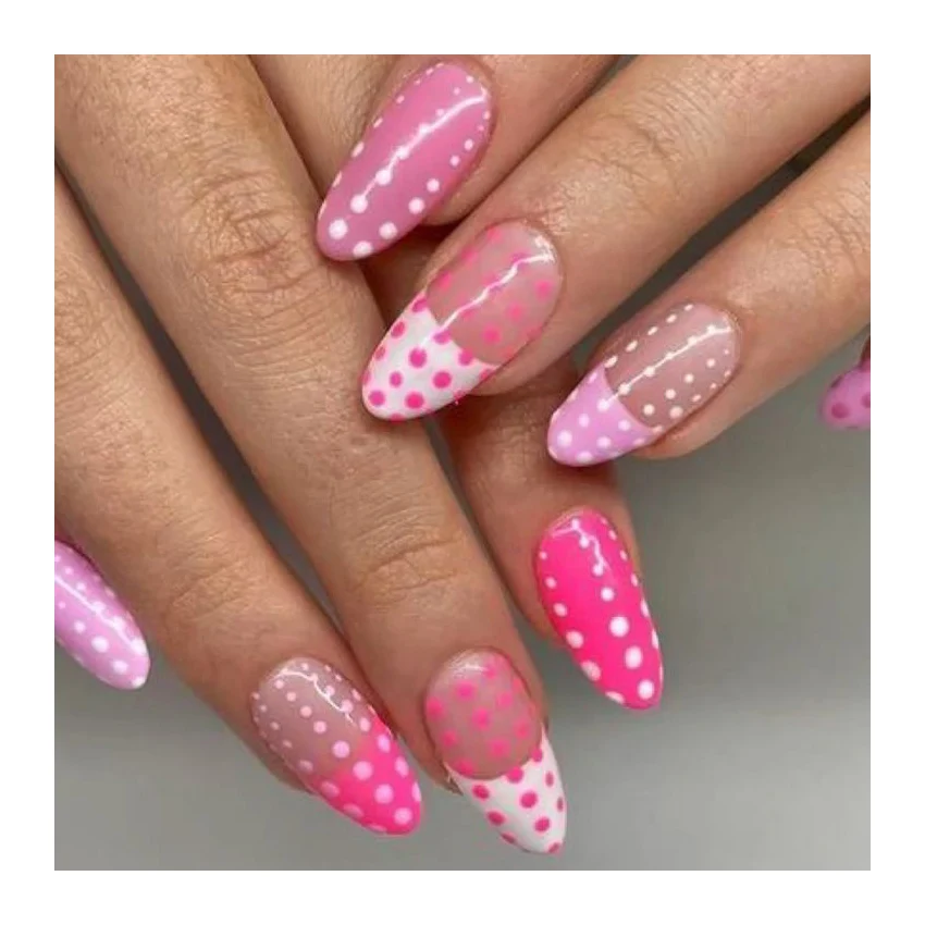 Personalized Superior Quality Smile Face Green Flower Wholesales Price Abs Material Prep Kit Uas Handmade Press On Nails