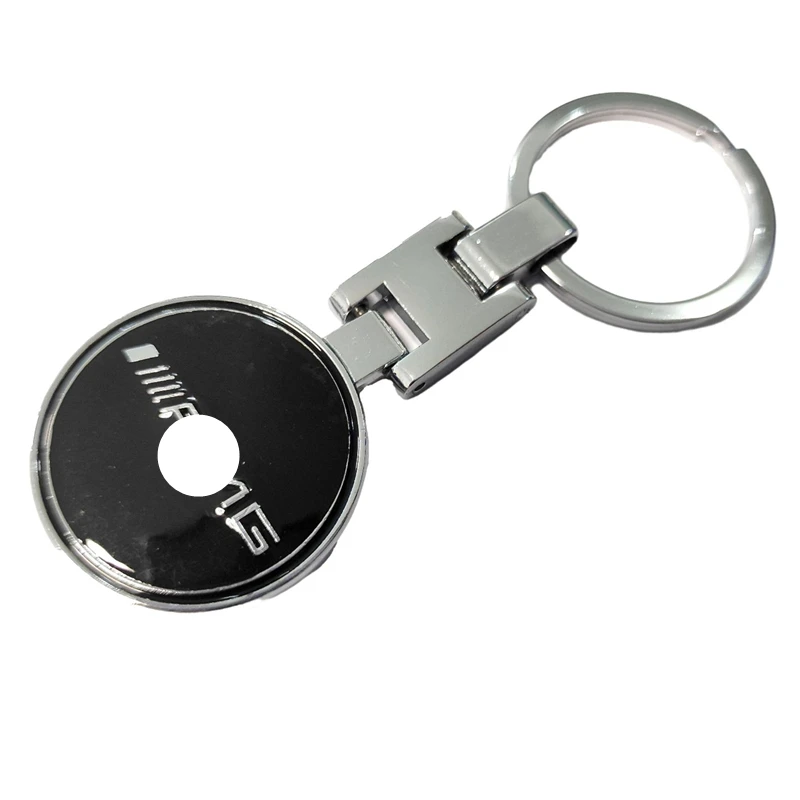 Metal Key Chain Customized Black Circular With Logo For Car Key Chain