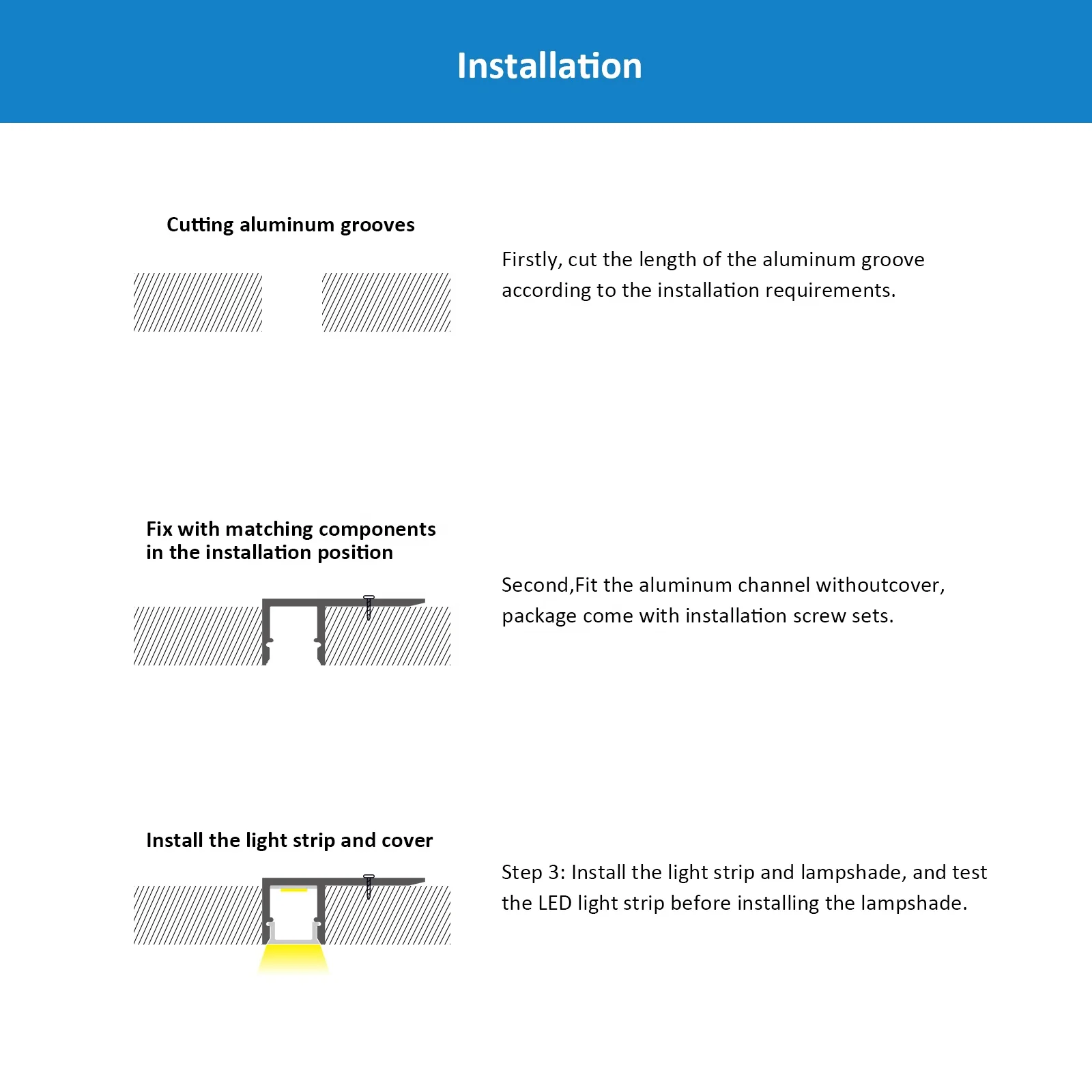 Drywall Ceiling Lighting 032 Alloy Channel Plaster 33*15MM Extruded Aluminum Profiles