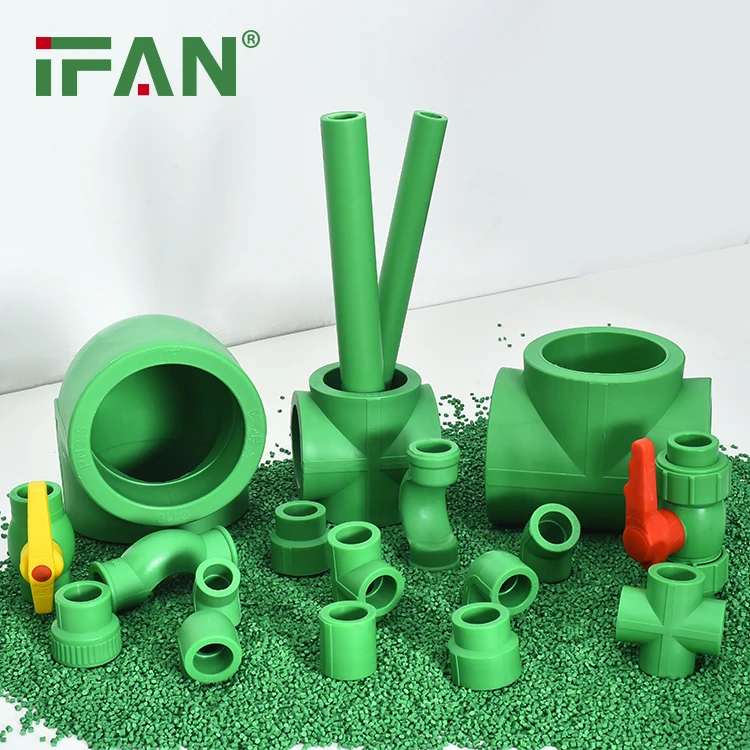 IFAN Wholesale PPR Pipe Fittings Green Plastic 20mm 110mm All Size Tee Elbow Socket PPR Pipe Fittings