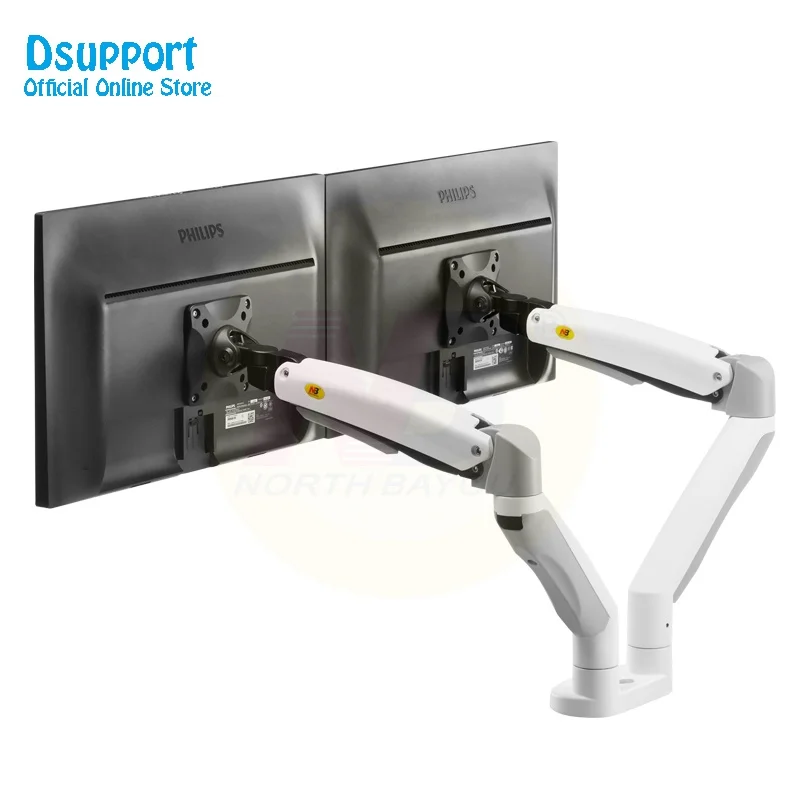 F195A Aluminum Alloy 22-32 inch Dual LCD LED Monitor Mount Gas Spring Arm Full Motion Monitor Holder Support with 2 USB Ports