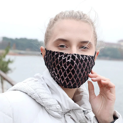 fashion Sequin Striped design face maskes girls Multi-color Sparkly Sequins Face Cover Nightclub Masquerade Maskes for Women