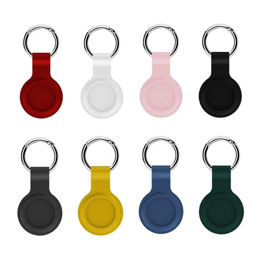 Silicone Protective Case Cover For Apple Airtags Tracker Locator Anti-lost Alarm Tag Protector Sleeve With Keychain