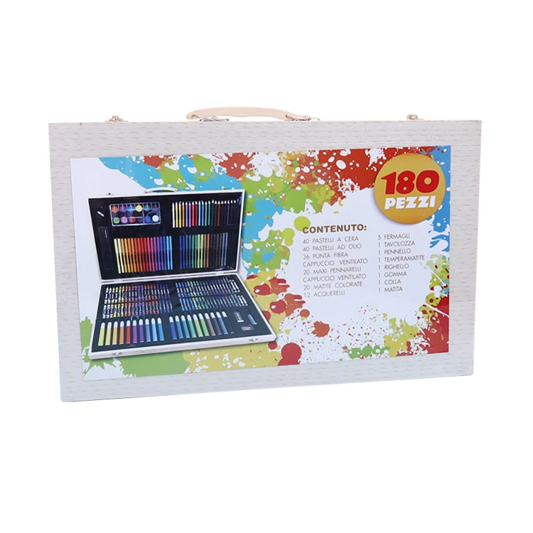 Factory OEM art stationery painting set, non toxic environmental protection art set for children with wooden box